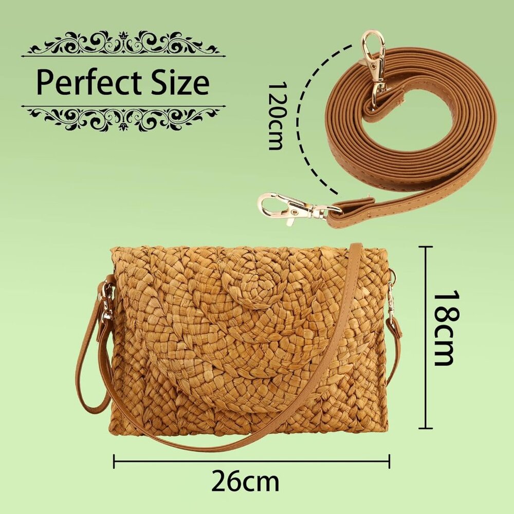 Straw Clutch Purses for Women Woven Straw Crossbody Bags Women's Crossbody Handb - Picture 6 of 7